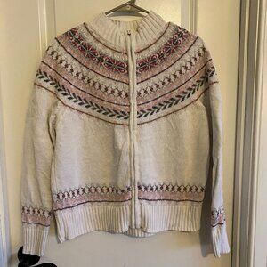 Tiara International VTG Fair Isle Zip Up Sweater